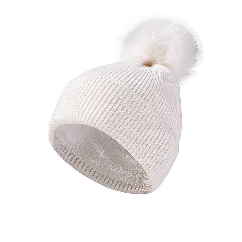 Knitted Hat Scarf Set Women's Autumn Winter Thick Fur Ball Wool Hat Outdoor Ear Protection Warm Hat