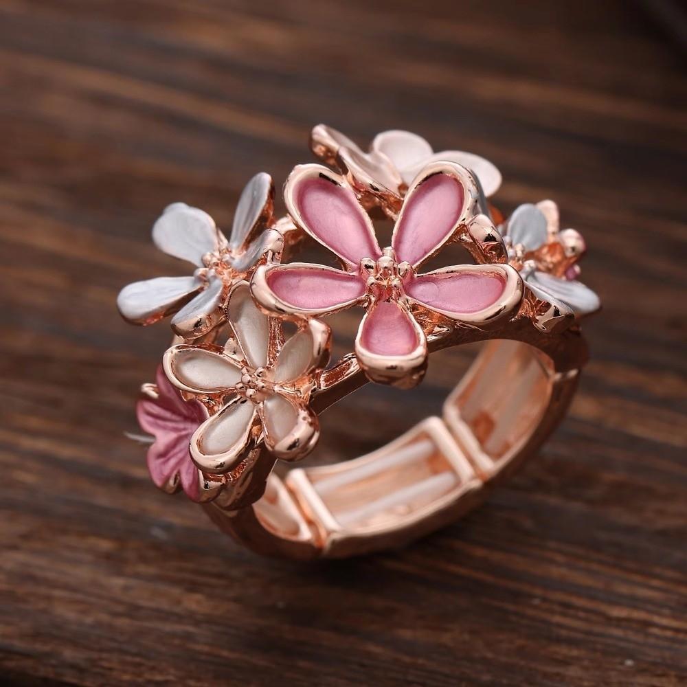 Petal Stretch Ring Multicolor Opening Ring Fashion Flower Ring  Girl