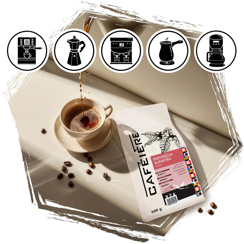 Kawa ziarnista cafeiere arabica indonezja sumatra mandheling, 500 g