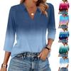 Damska Moda Casual Klapa Rękaw 3/4 Koszula z Nadrukiem Damskie Bluzki z Dekoltem w Serek