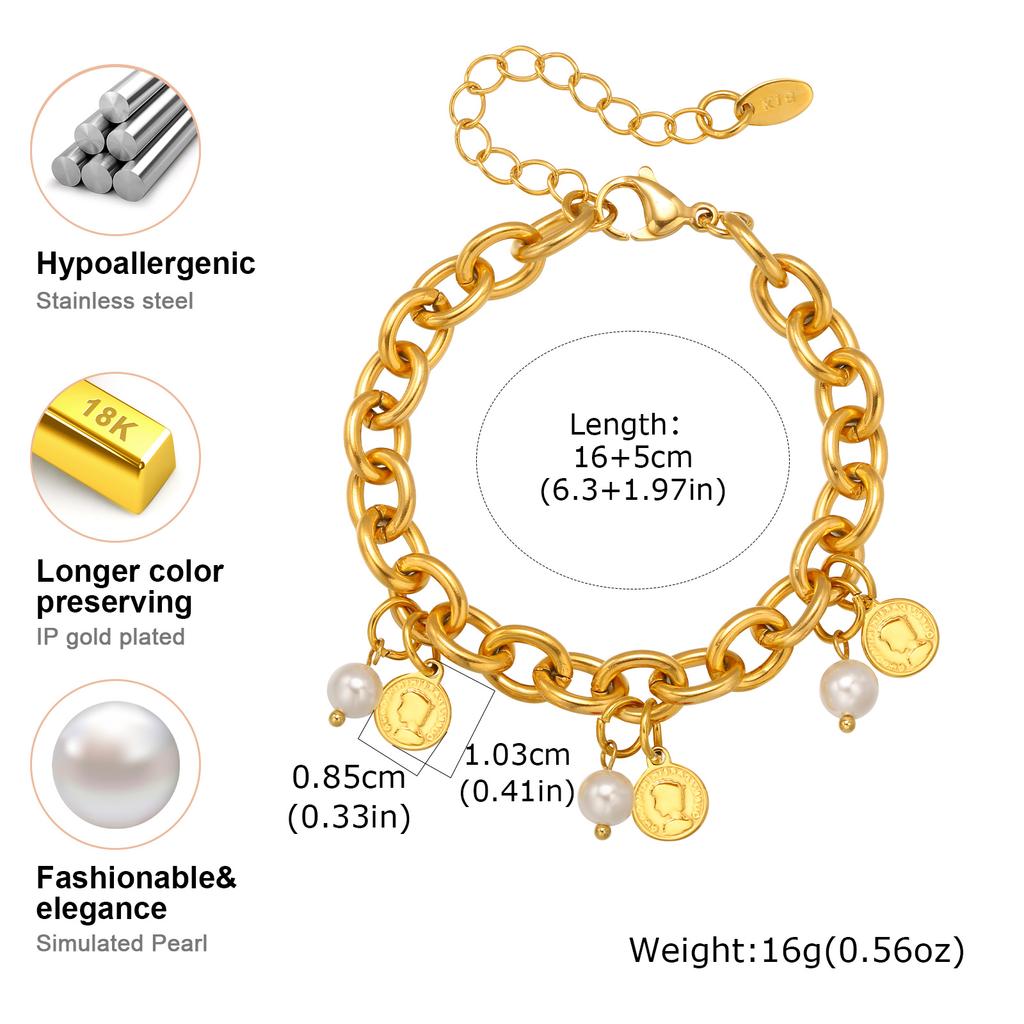 Trendy Sweet Red Cherry Strawberry Bracelet for Women, 18K Gold Plated Stainless Steel Charm Bracelet,No-fading Delicate Jewelry