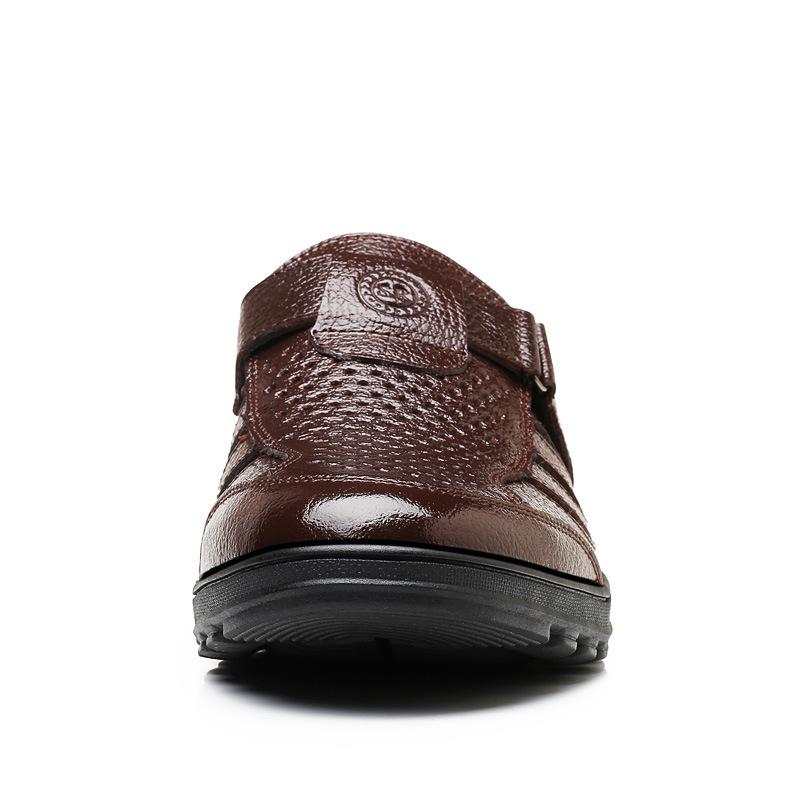 Kožené boty pánské boty letní duté prodyšné kožené sandály pánské společenské šaty korejská verze trendy černé ležérní boty