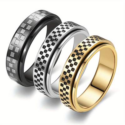 1pz Anello Elegante, di Nicchia e Semplice Rotante a Mosaico in Acciaio al Titanio