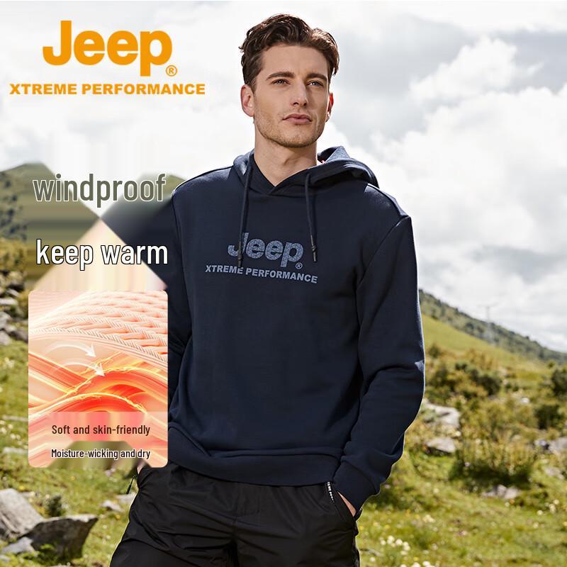 JEEP Men s Hooded Fleece Pullover Sweatshirt L