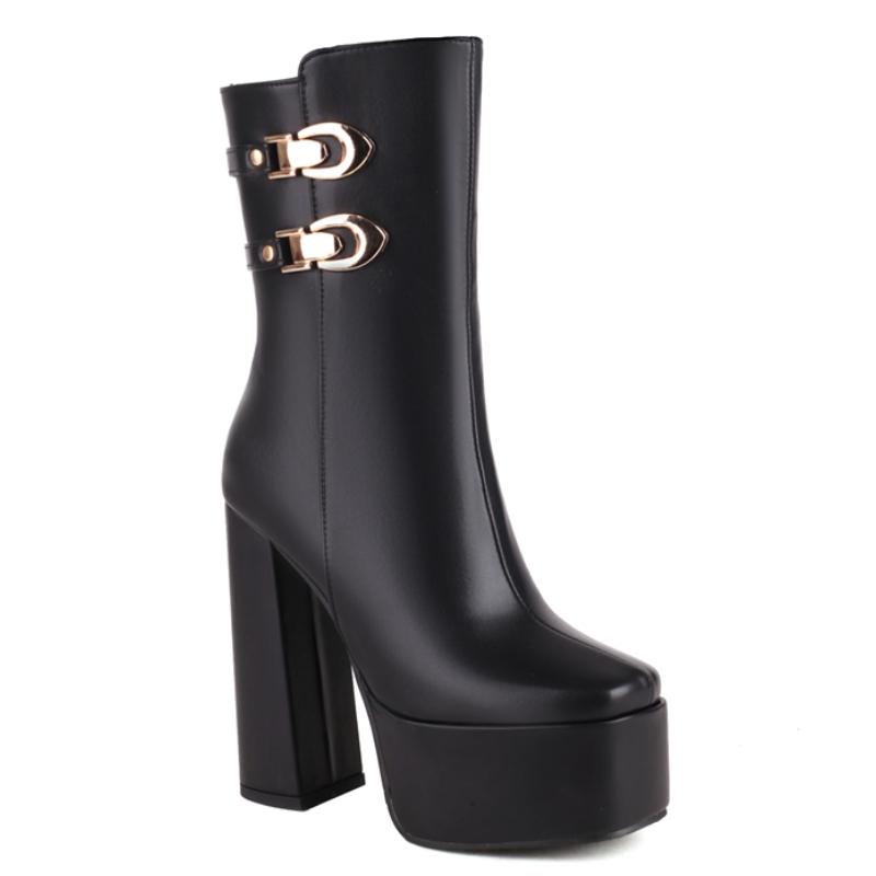 

Черные ботильоны для женщин, платформа, зимняя обувь, сексуальные короткие ботинки, высокие каблуки, обувь для вечеринок и танцев, женский бренд, большой размер 38 чёрный
