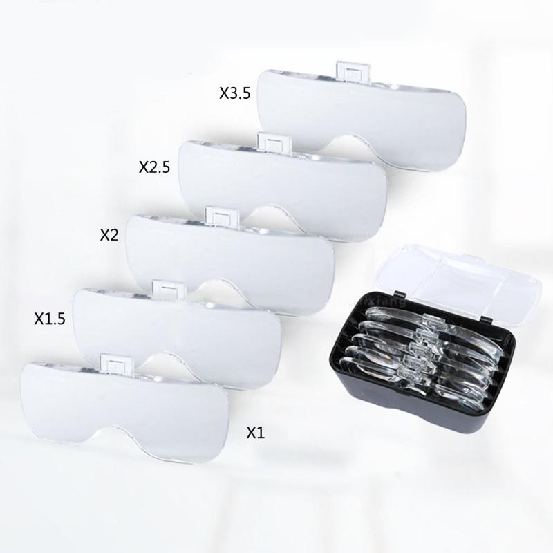 Magnifying Glass with Light for Close Work Lighted Head-Mounted Magnifier Visor with 2 Jeweler's Loupe LED Headband