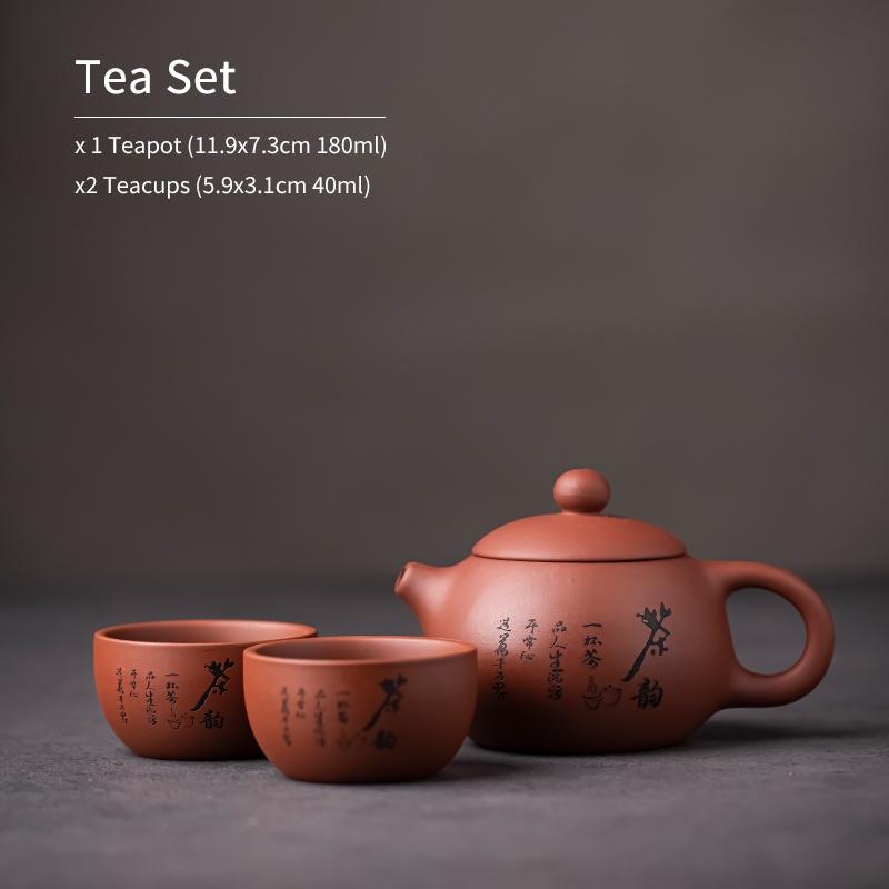 180ml Purple Clay Ceramic Teapot One Pot Two Cups Original Mineral Purple Clay Kung Fu Tea Set