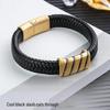 Gold Plated Black Retro Leather Rope Bracelet Gift for Boyfriend