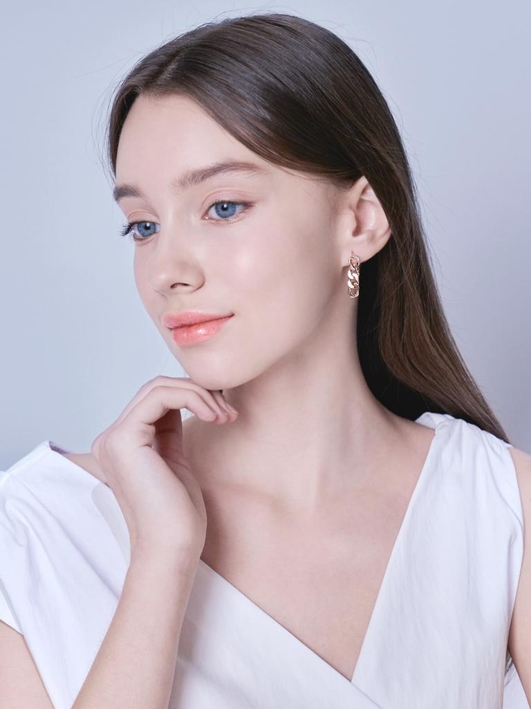 14K Chain One-Touch Earrings (Gold Pin) ELGPEE425