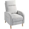 Reclining Relax Armchair Upholstered in Synthetic Linen with Footrest and Side Pocket Load 135 kg Light Gray