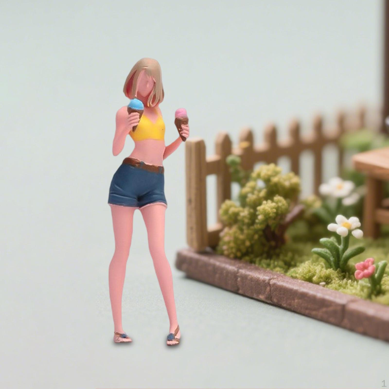 

1/64 Girl Figure Hand Painted DIY Projects Micro Landscape Miniature Scene Dioramas Fairy Garden