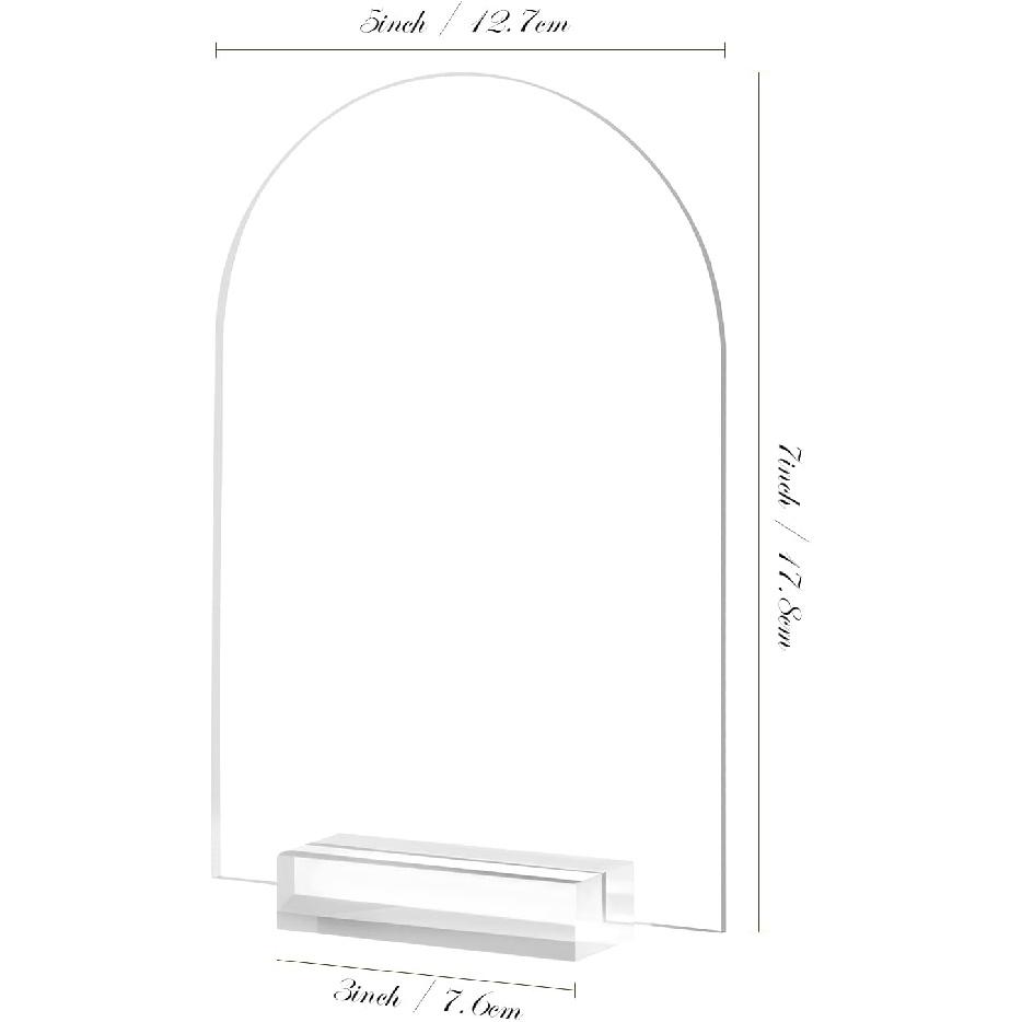 5x7 Inch Clear Arch Acrylic Sign with Stand-10 Pack Clear Blank Arched Acrylic Sheets with Holder, DIY Arch Sign Blank for Wedding Table Numbers