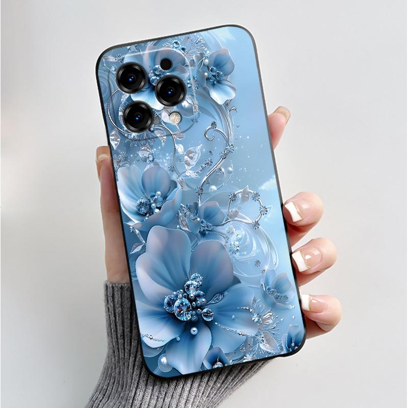 Printed Phone Case For DooGee N55/N55 Plus/N55 Pro Funda Capa Soft Silicone Black Shell Cover Cute Flower Cartoon Casing Coque