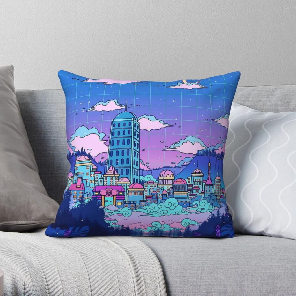 Lavender Town Square Pillowcase Polyester Linen Velvet Creative Zip Decorative Sofa Seater Cushion Cover