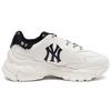 MLB Big Ball Chunky Dia Monogram Synthetic Leather Vintage Print Wear-Resistant Increased Height Low-Top Dad Shoes Unisex Sneakers 3ASHCDM2N-50BKS