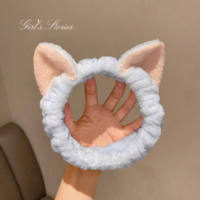 Non-Slip Cartoon Cat Ear Headband for Girls - Perfect for Face Washing and Mask Application