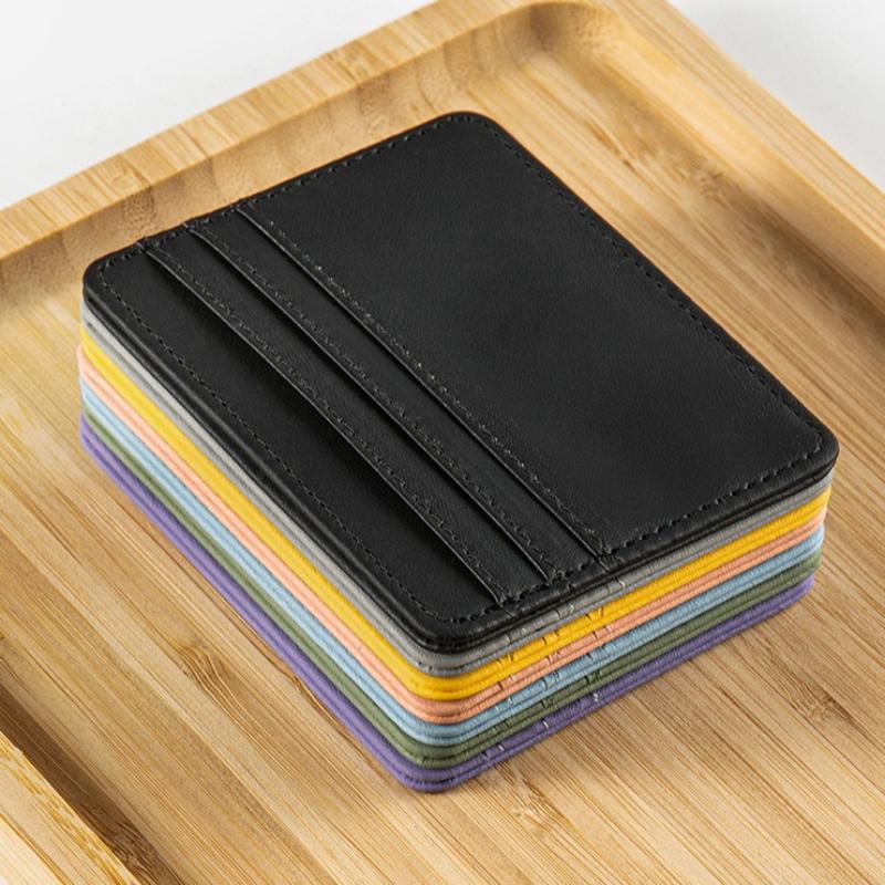 Ultra-thin PU Leather Mini Wallet Slim Credit Card Holder 4 Slots for Men Women Business ID Case