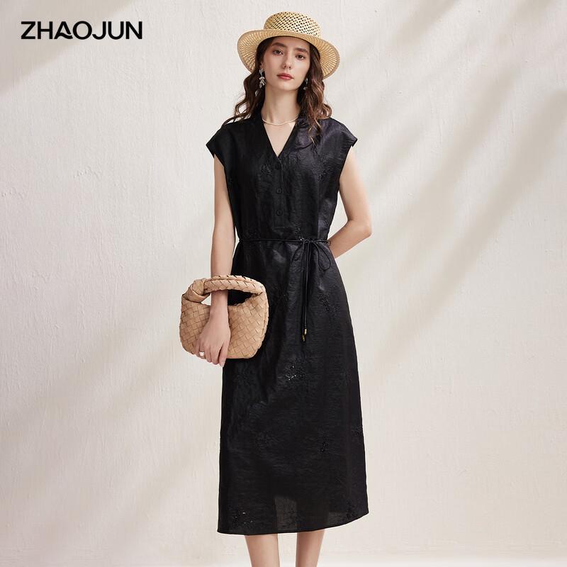 Zhaojun Women s Mulberry Silk Beaded Embroidered Drawstring Dress 3XL