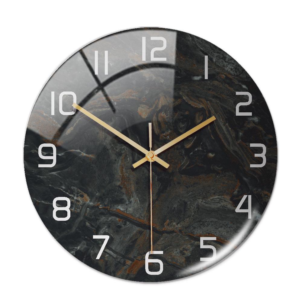 CC127-142 Luxurious Round Marble Wall Clock, 3D Creative Acrylic Design for Home Decor