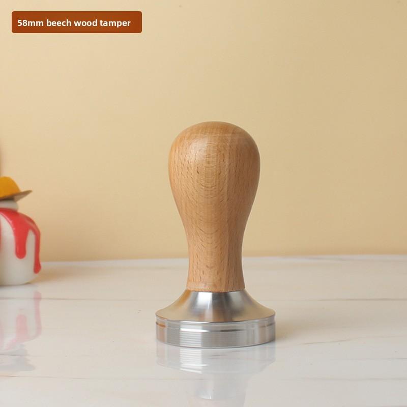 Real Wood Butternut Espresso Coffee Machine Accessories Handle Powder Compactor Stainless Steel Hammer Press Coffee Tools