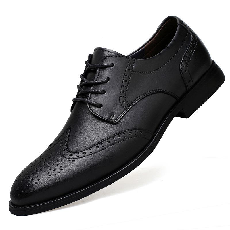 Men s Formal Brogue Leather Shoes - British Style, Large Size, Casual 43 чёрный