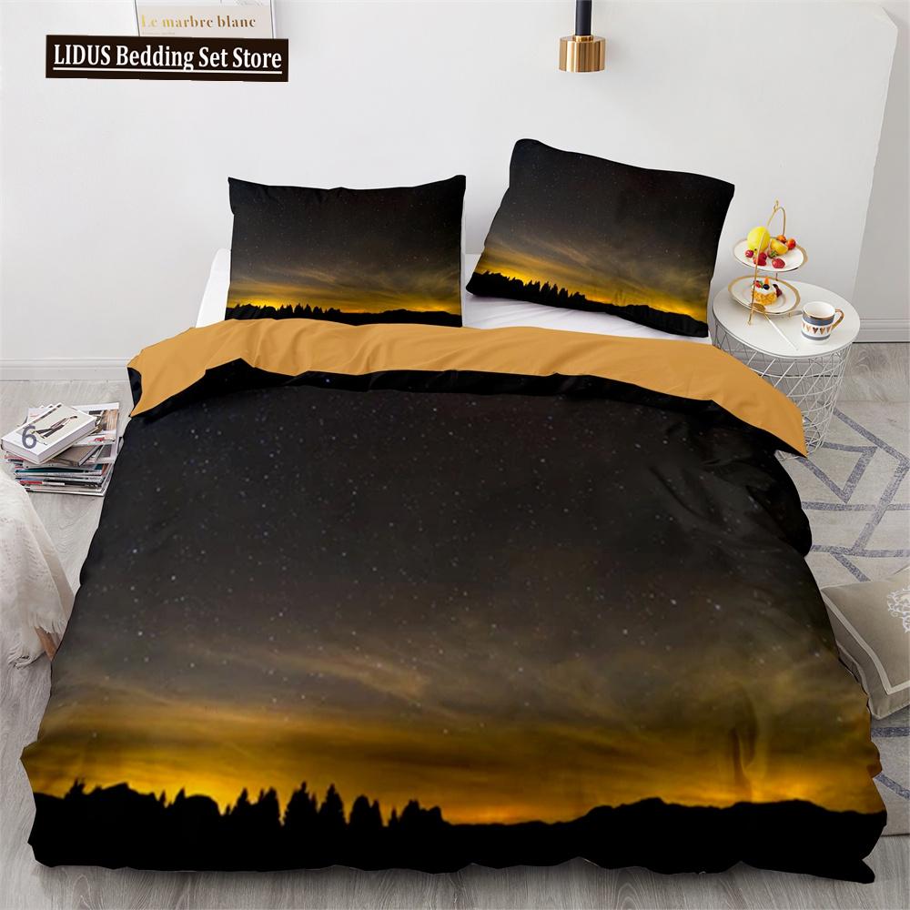 Set Copripiumino Cielo Notte Spazio Universo Stelle Nebulose Luna Set Biancheria da Letto Decorativo King Twin Size Copripiumino in Poliestere