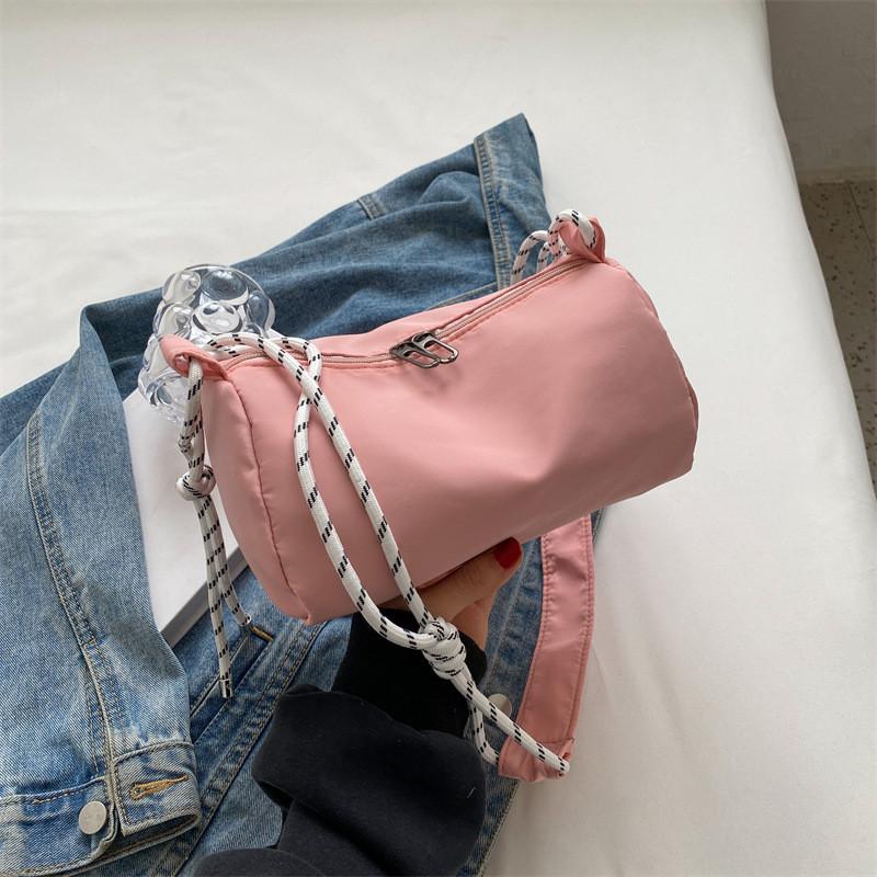 Trendy 2023 Korean Nylon Fabric Women's Shoulder Bag With Chic Stitching Details