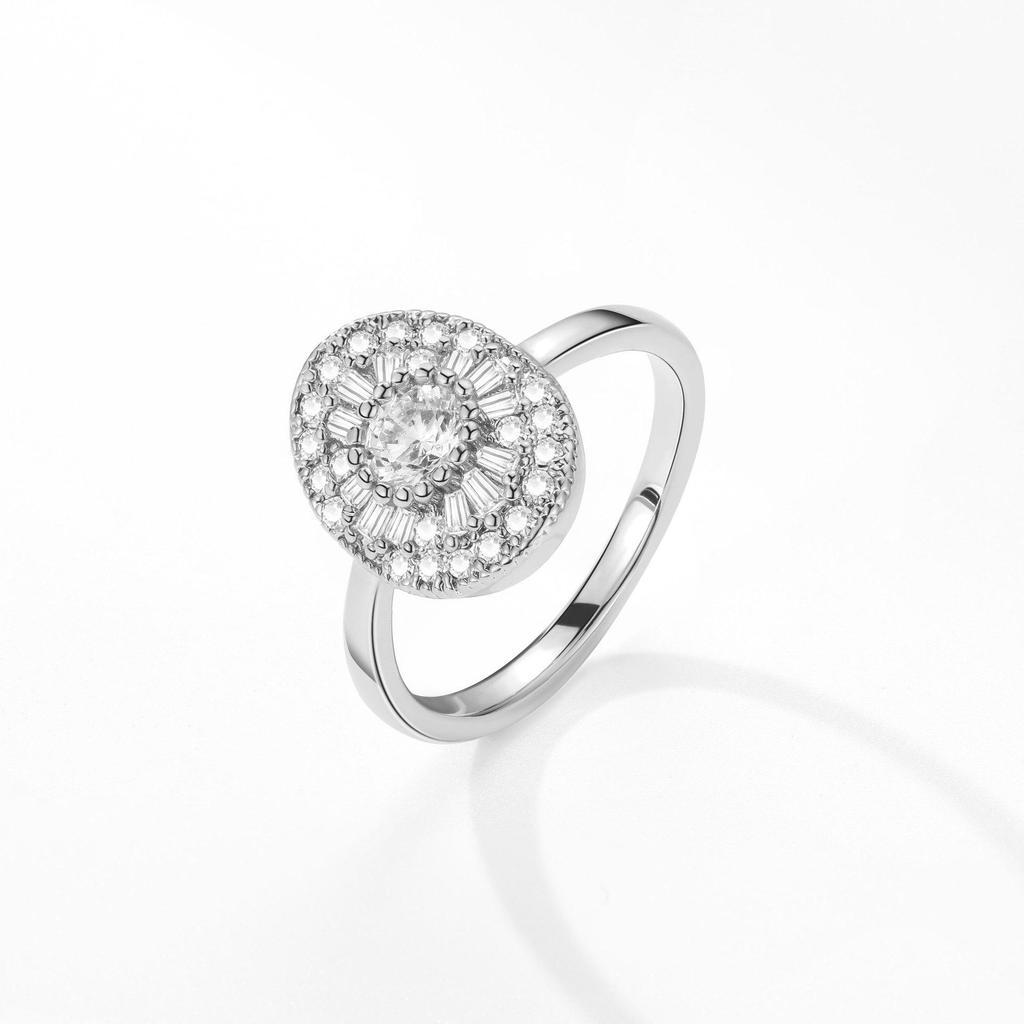 Premium Two-Tone Oval Zircon Copper-Plated Couple Ring (Sizes 5-10)