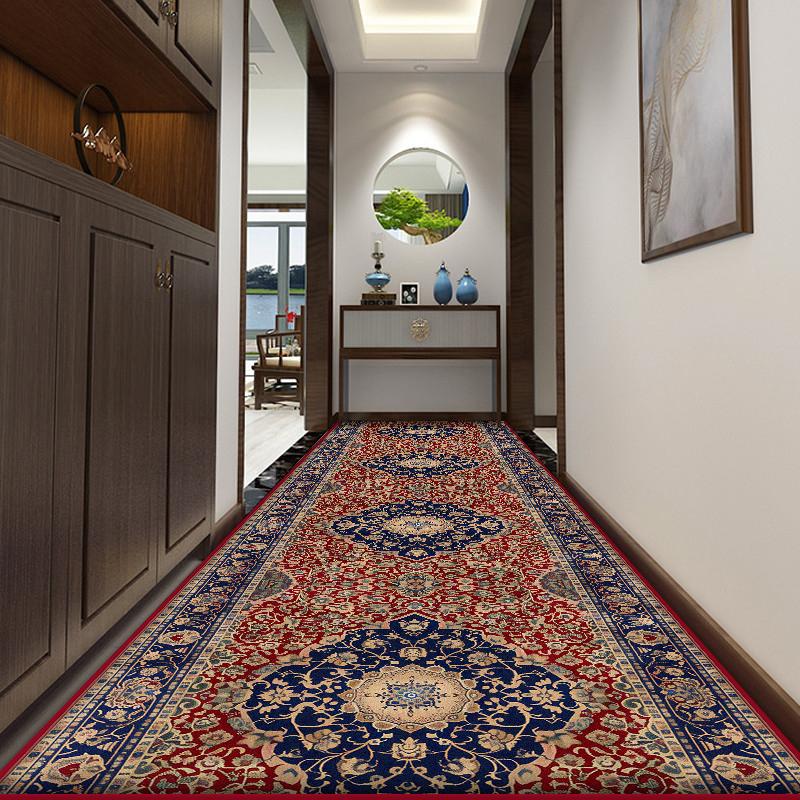 European Style Long Corridor Carpet Living Room Decoration Hallway Runner Rug Persian Style Easy Clean Non-slip Stair Custom mat