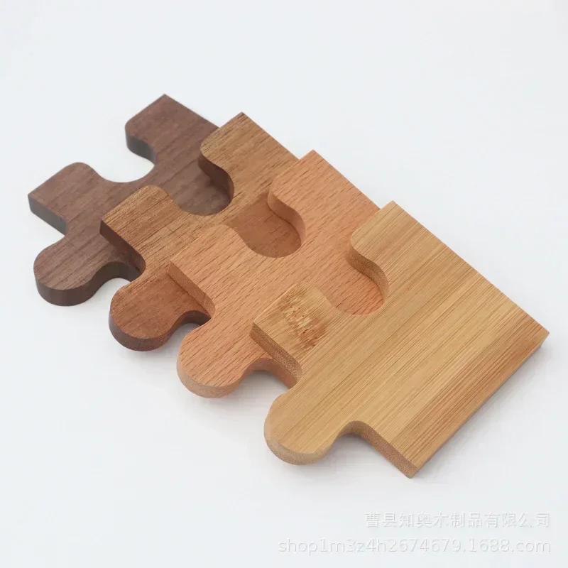 1 Set Wooden Puzzle Coaster Wooden Japanese Tea Ceremony Tea Cup Holder Beech Insulation Pad Walnut Cushion Tableware Decor NEW