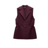 Spring New Women's Clothing British Style Decorated Row Button Ruched Lapel Sleeveless Knitting Vest Jacket 4192023