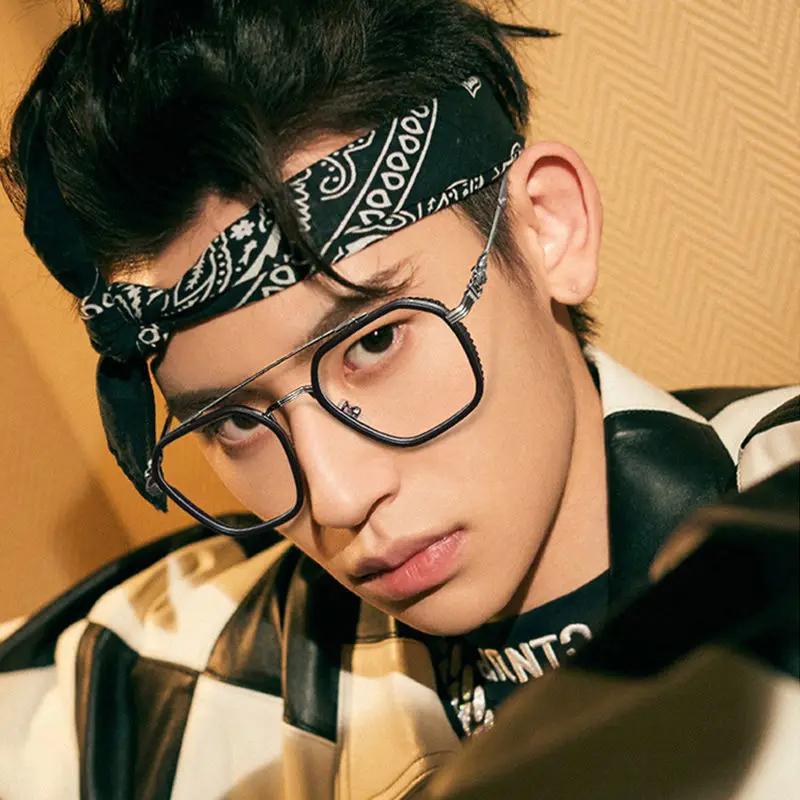 1PCs Blue Light Blocking Fashion Highend Glasses Men Optical Clear Glasses Black Square Frame Eyeglasses