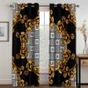Modern Luxury Black White 2Pcs Window Curtain For Living Room Bedroom Grommet Shading Decor