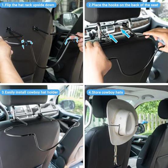 Cowboy Hat Holder for Car SUV Car Seat Hat Holder Protects Hat Shape Travel Hat Hanger for Truck Vehicle Accessory