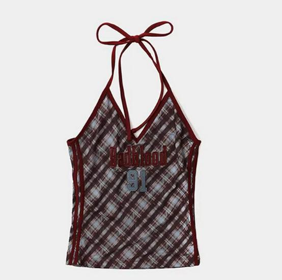 Korean Badblood BCAC Series Spicy Girl Halter Top - Sexy Solid Color Camisole Medium