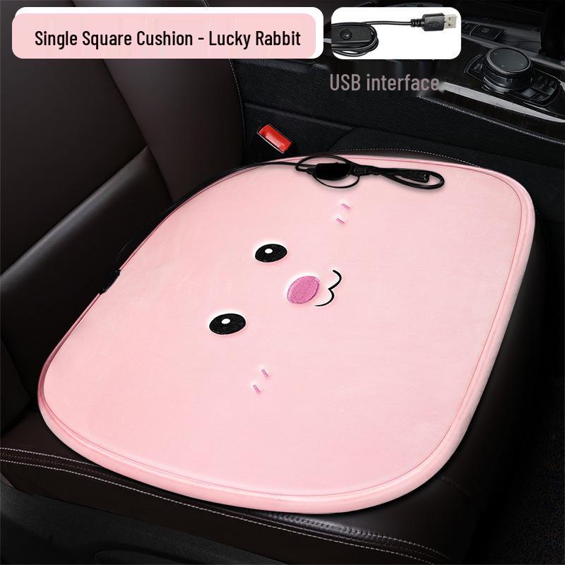 Plaid Heated Car Seat Cushion for All Seasons - Single Seat Interior Accessory.