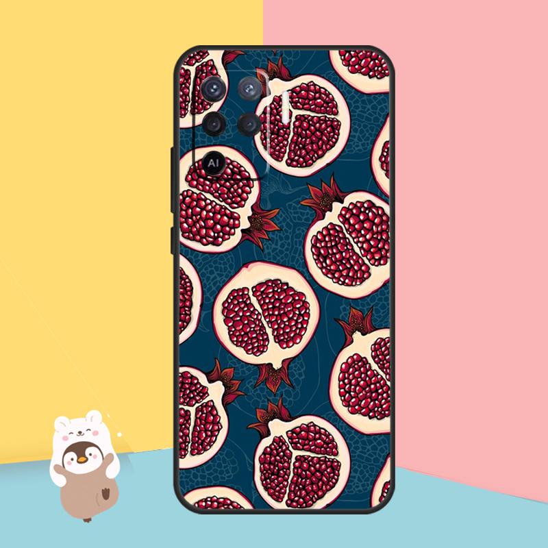 Essen Frucht Roter Granatapfel Hülle Für OPPO A54 A74 A94 A52 A72 A83 A91 A93 A15 A16 A5 A9 A31 A53 A53S 2020 Rückseite