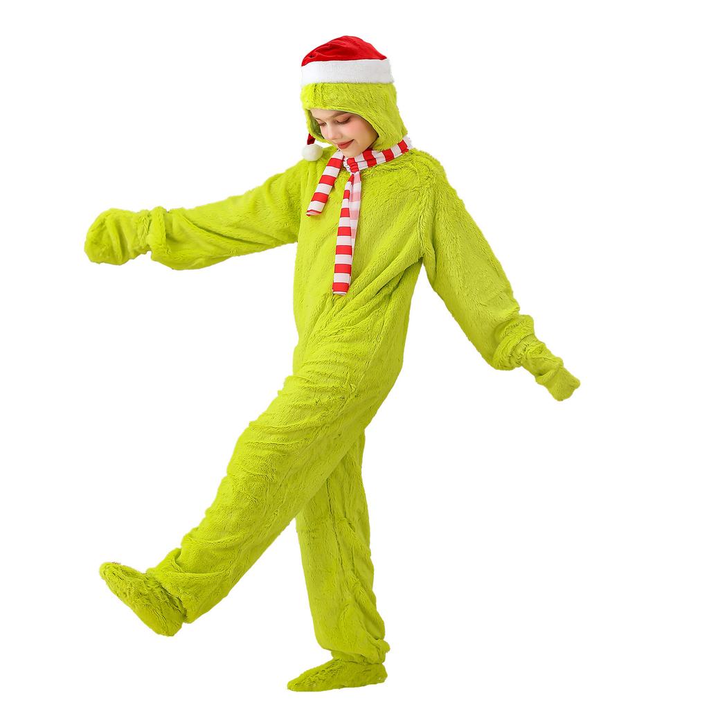 Disfraz Navideño de Grinch Stitch para Niños, Atuendo de Papá Noel, Traje de Cosplay de Grinch para Niños y Niñas, Disfraz de Fiesta Navideña
