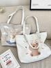Cartoon Bear Print Large Canvas Tote Bag - Women's Stylish Shopping & Shoulder Bag