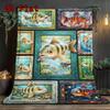 Fish Fantasies 2D Flat Pattern Flannel Blanket, High Quality All Seasons, Home Decor, Warmth and Comfort, Perfect for Christmas Gifts.