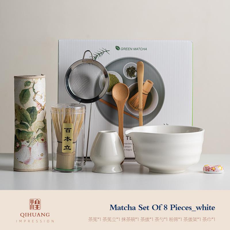 

8pc Matcha Set Cherry Blossom Matcha Kit with Handcrafted Ceramic Bowl Bamboo Whisk Chasen Holder Cherry Blossom Matcha Gift Box