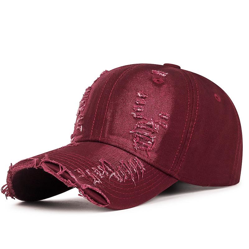Spring & Autumn Distressed Duckbill Cap - Curved Brim, Ripped Edges, Unique Style Sunshade Hat