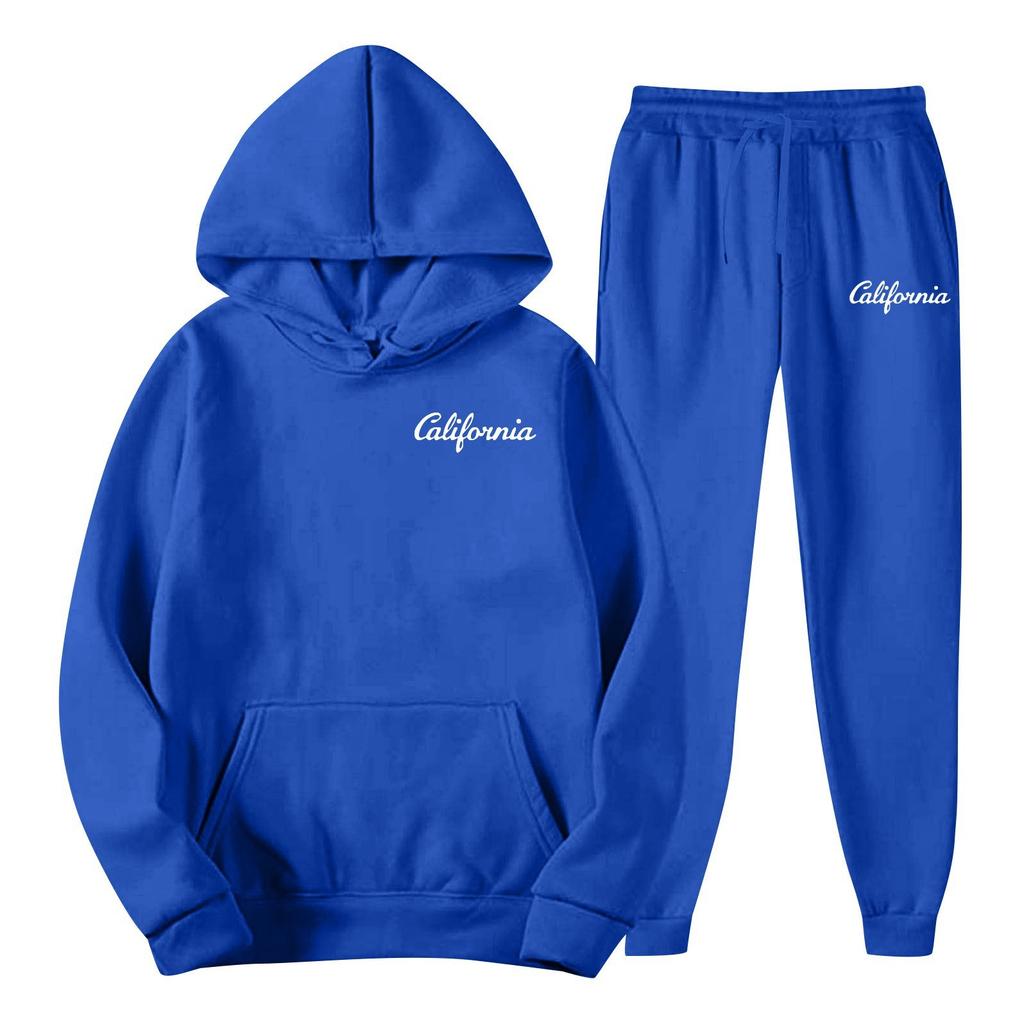 Men's Spring and Autumn Solid Color Suit Hooded Sweater Suit Trend Casual Sports Two-piece Suit