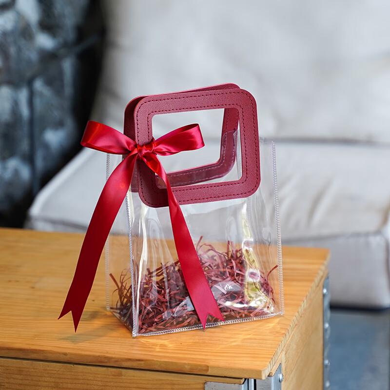 

Transparent Gift Bag with Red Ribbon & Raffia