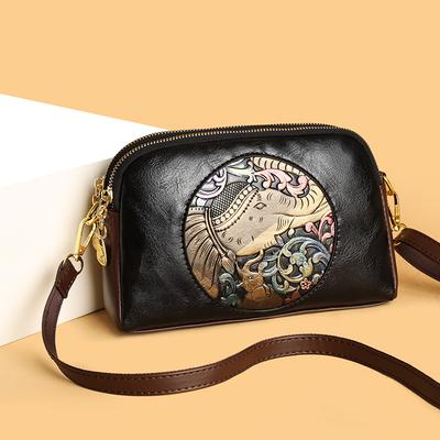 Vintage Shoulder Bag Middle-aged Mother Bag Women's Multi-layer Large Capacity Embossed Crossbody Bag