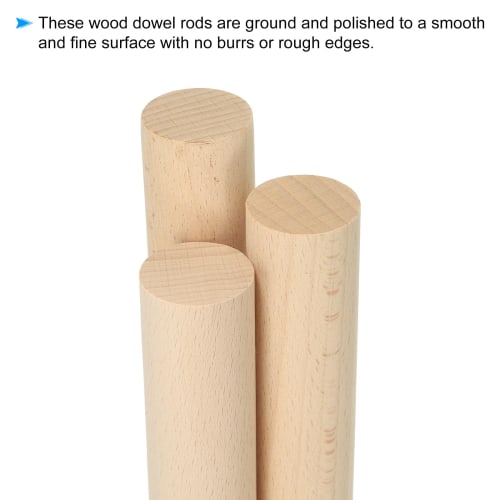PATIKIL 30mm x 15cm Dowel Rods, Wooden Sticks, 10 Pieces, Unfinished Wooden Dowel Rods, Round Dowels, Hardwood Sticks for DIY Crafts and Home Decor