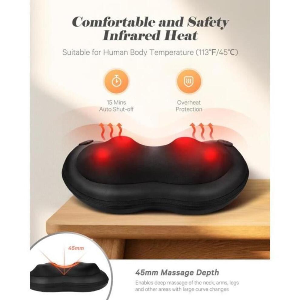 Shiatsu massagekussen voor nek, schouders en rug met elektrische verwarmingsfunctie en roterende kneedmassage. [Z393]