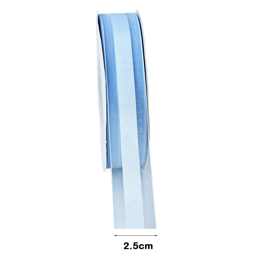 2.5cm Width Organza Ribbon Silver Edge Offset Printing Gold Edged Ribbon Glitter Tulle 45 Yards Length Lurex Ribbon