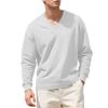 Men Vertical Cable Jacquard Textured V Neck Sweatshirt Ribbed Cuffs Long Sleeve Loose Fit Solid Color Spring Fall Daily Smart Casual Pullover Top