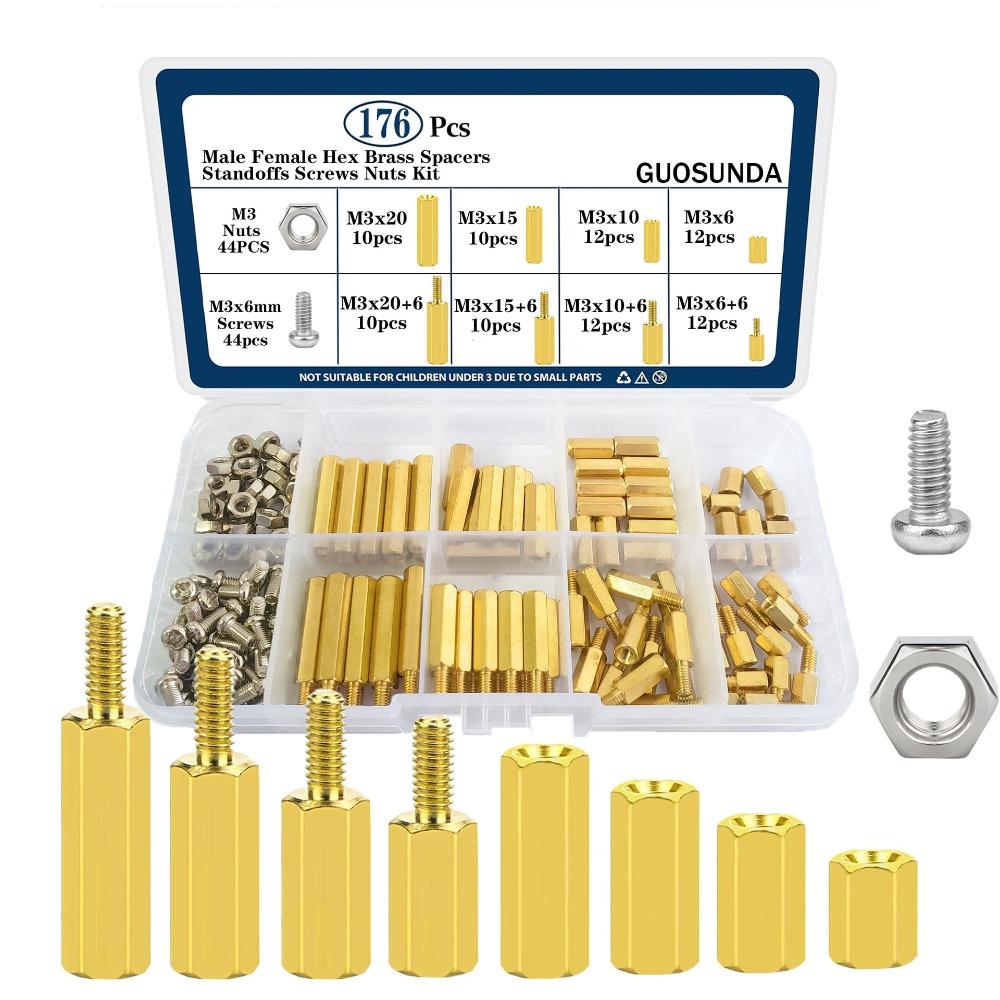 Brass Material Screws Kit M3 Size Nuts Kit Motherboard Standoffs  Circuit Board Repair